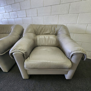 Stone Coloured Leather Tub Chairs